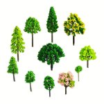 11PCS MINI Fake Tree Ornament Handmade Mixed Model Tree Train Landscape Diy Craft Lawn Garden Micro Landscape Yard Decoration Fo
