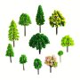 11pcs Mini Fake Tree Ornament Handmade Mixed Model Tree Train Landscape DIY Craft Lawn Garden Micro Landscape Yard Decoration For Home Living Room Office
