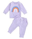 Lavender Rainbow Crewnek Sweatshirt And Pants