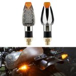 2 Pcs KC025 Motorcycle 14LED Turn Signal Light Silver Shell + Transparent Black Lenses