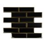 Mosaic Tile Metro Glass Black With Gold Border 300X300 Per Sheet