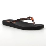 Leopard Print Thong Strap Sandals - Black - 9