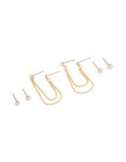 Goldair Gold Plated Cubic Zirconia Double Layered Chain & Stud Earrings 3-PACK