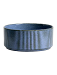 Blue Ribbed Ceramic Serving Bowl 14CM - None Blue