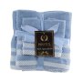 Plush 3 Piece Set - Bath Towel Hand Towel And Face Cloth - 100% Cotton - Powder Blue