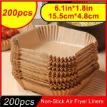Premium Non-stick Air Fryer Liners - 10 25 50 100 200PCS Disposable Square Paper Sheets For Easy Cleanup Healthy Cooking & Bakin