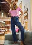High Waisted Paperbag Blue Jeans - XL Navy