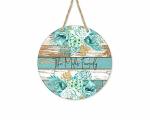 Welcome Sign For Front Door Personalized Teal Decor Faux Barnwood Custom Name Hanger For Entryway Handmade By The Painted Pug