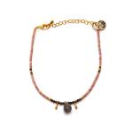 Pink Sandstone Boho Beaded Bracelet - Labradorite