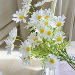1PC Lifelike Daisy Bouquet - 5 Blooms Faux Chamomile & Dutch Chrysanthemum Flowers For Home Decor