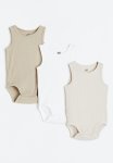 3-PACK Sleeveless Bodysuits - Beige white