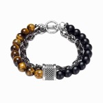 Killer Deals Tiger's Eye Crystal Bead & Stainless Steel Chain Bracelet-l xl - Best Bargains Online