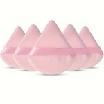 5PCS Soft Triangle Puff Travel Portable Makeup Bag - Perfect For Mixing Loose Powder Mineral Powder And Foundation Pop Pink blac