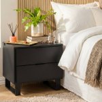 Simple Nightstand With Functional Slat - Black