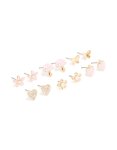 Kids Gold Pastel Pink Strawberry & Mushroom Stud Earrings 6-PACK