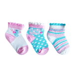 My First Fun Socks - 3 Pk - Pink Blue And White 6-12