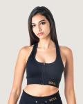 Ribbed Statement Racer Back Bra - Black - Large