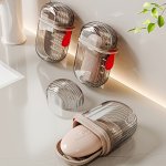 1PC Oval Plastic Soap Dish Portable Transparent Soap Box With Drain Design Durable Minimalist Travel Soap Case For Bathroom & Ou