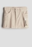 Cargo-style Twill Skirt - Light Beige