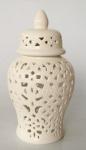 White Cut-out Ginger Jar Braided Design 47X22CM