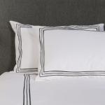 Heritage Collection 700 Thread Count Egyptian Cotton Pillowcase Pair Black Satin Stitch - King Pair 50X90CM