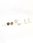 Goldair Gold Plated Pearl & Flower Earrings 4-PACK