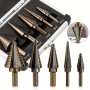 5-PIECE Cobalt Step Drill Bit Set - 50 Sizes Titanium Conical Cone Drill Hole Cutter Aluminum Case