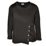 Asymmetrical Button Silky Patch Panel Top - Black Free