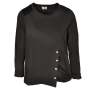 Asymmetrical Button Silky Patch Panel Top - Black / Free