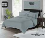 Simon Baker 300TC 100% Egyptian Cotton Jacquard Check Duvet Cover Marine Various Sizes - Marine King 230CM X 220CM +2PILLOWCAS