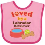 Inktastic Labrador Retriever Loved By A Baby Bib Pink And Fuchsia 10569
