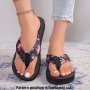 Women's Floral Print Flip Flops Fashion Thong Sandals Summer Beach Casual Slip-on Shoes Comfortable Flat Slides