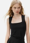 Square-neck Jersey Top - Black