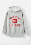 Cotton On Sammy Hoodie - Fog Grey Marle varsity Red state Sports