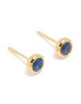 Waterproof Gold Plated Stainless Steel Sapphire Cubic Zirconia September Birthstone Bezel Set Stud Earrings