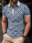Men's Trendy Fashion Plaid Print Button Shirts Summer New Golf Trendy Fashion Sports Shirts
