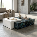 Modern Marble-style Coffee Table - Black & White