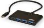 Port Design Port USB Type-c To 3 X USB3.0 And 1 X Type-c Pd 30CM 4 Port Hub - Black
