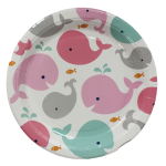 Pink Whale Party Plates 22CM Pack Of 10