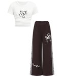 Girls 2 Piece Outfits Toddler Girl Clothes Short Sleeve Ruched Crop T-Shirt Top Cargo Pants Sweatsuits Athletic Tracksuits Jogge