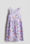Patterned Cotton Dress - Light Purple Unicorns
