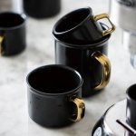 4 PC Black & Gold Mug Set