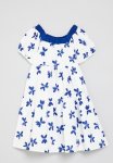 PoP Candy Floral Puff Sleeve Dress - Blue & White