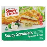 Simply Chicken Spinach & Feta Saucy Chicken Steaklets 400G