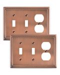 Treewell 2-PACK Combo Duplex double Toggle Light Switch Cover Plate Antique Copper Pearls Decorative Switch Plates And Outlet Co