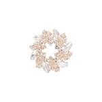 Rose Gold Diamante Leaf Round Brooch