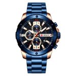 Curren 8336 Chronograph - Rose Gold & Blue