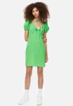 Puff-sleeved Cr Pe Dress - Green