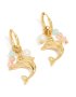 Tweens Waterproof Gold Plated Stainless Steel Dolphin & Bead Cluster Huggie Earrings