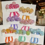 2PCS Colorful Hair Rope Magic Love Bead Scrunchie Double Hair Accessories Ponytail Hair Rope Princess Headdress Leather Band All